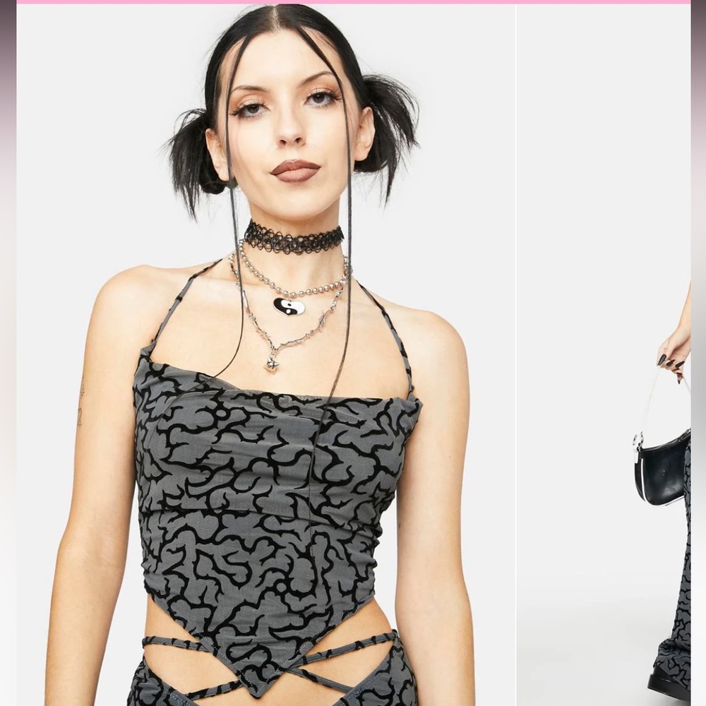 Thorns crop top goth baddie rave festival tie halter bra maleficent mid drift